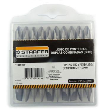 Imagem de Jogo 10 Pçs Ponta Dupla Fenda Phillips Cromo Vanádio Starfer