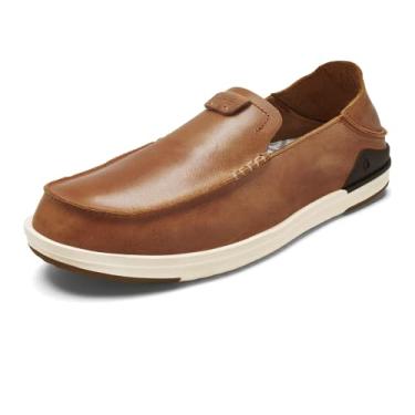 Imagem de OLUKAI Kakaha Men's Slip-On Shoes, Full-Grain Leather Sneakers, Gel Insert for Comfort & Support, Comfort Fit & Wet Grip Rubber, Fox/Fox, 9