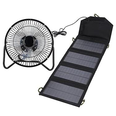 Imagem de Kit de ventilador de painel solar,7W 5.5V Camping ao ar livre energia solar saco dobr¨¢vel carregador de telefone com cabo para viajar pequenos galinheiros, estufas, galp?es, casas de animais, ex
