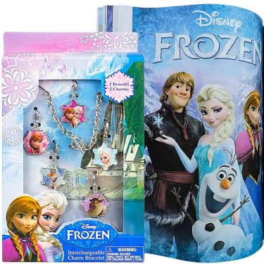 Imagem de Frozen Disney Pulseira Charme com 5 Pingentes + Livro