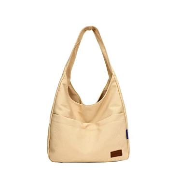 Imagem de Bestgift Bolsa de ombro feminina grande e colorida, Caqui, Durável