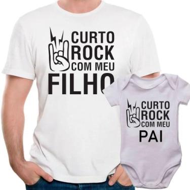 Imagem de Kit Camisa E Body Curto Rock Com Meu Pai Filho Bori Camiseta - Mago Da