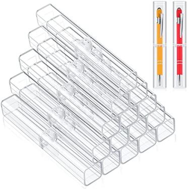 Imagem de 20 peças de plástico transparente caneta de acrílico, caixas de lápis vazias de presente de armazenamento de caneta de plástico transparente caixas de lápis de plástico plástico plástico caneta recipiente plástico caneta capa de plástico para estudantes escola material de escritório