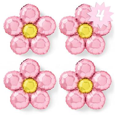 Imagem de xo, Fetti Conjunto de balões de flores rosa claro - 4 peças | Decoração de aniversário descolada, despedida de solteira, decorações de festa dos anos 70, chá de bebê, casamento, cabine de fotos