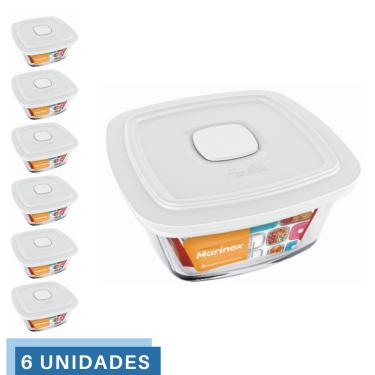 Imagem de 6 Potes Vidro Facilita Vap Quadrado Com Tampa 2L Marinex