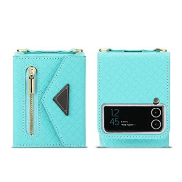 Imagem de Estojo de couro fashion para Samsung Galaxy Z FLIP 4 Capa à prova de choque, bolsa crossbody, cordão para telefone, 3, para Samsung Z flip4