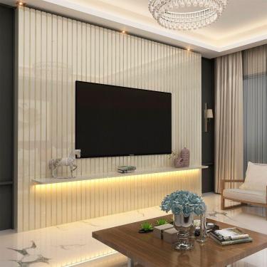 Imagem de Painel para TV Ripado com LED Nobre 230 Off White - Gelius