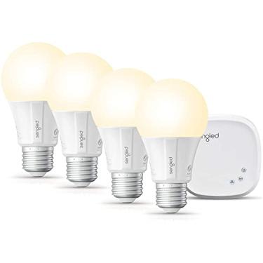 Imagem de Sengled Kit de iniciante 9W, trabalho inteligente, Google Home, 2700K branco macio Alexa lâmpadas A19 E26 regulável 800LM, 9 (equivalente a 60W, 4 cubos, 4 unidades (pacote com 1)