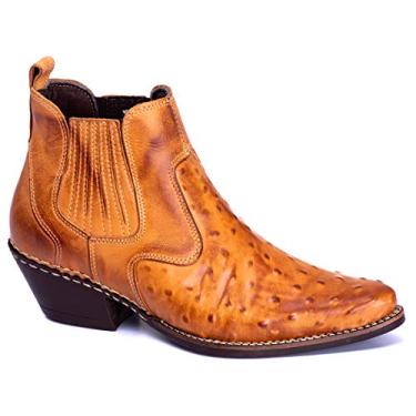 Imagem de Botina Country Masculina Texas legitimo couro bovino estampa Avestruz 145 (37, 145-whisky)