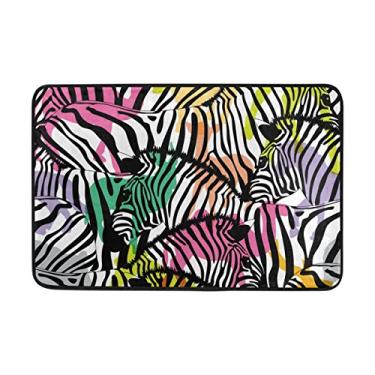 Imagem de Capacho My Daily colorido Zebra 40 x 60 cm, sala de estar, quarto, cozinha, banheiro, tapete impresso em espuma leve
