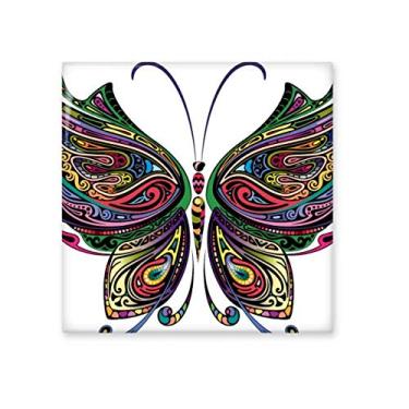 Imagem de Linda borboleta colorida decorativa, asas, azulejo de cerâmica, decalque brilhante, pedra adornada de tijolos esmaltados