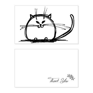 Imagem de Curly Heavy Cat Smile Sit Line Cartão de agradecimento aniversário aniversário comemorações casamento agradecimento