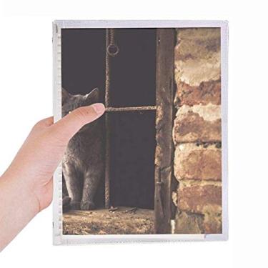 Imagem de Caderno de fotos com foto de gato de canto de animal, diário de folhas soltas recarregável
