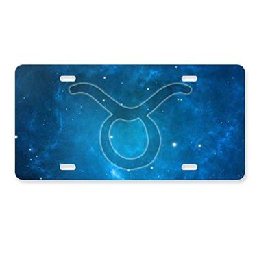 Imagem de DIYthinker Placa de licença estrelada Constelação de Taurus Zodíaco Decoração de carro Acessório de aço inoxidável