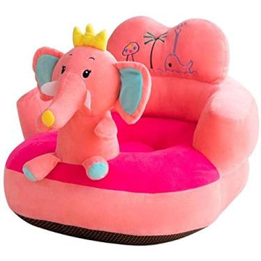 Imagem de MABES WAREHOUSE Capa de sofá de bebê apenas pele de sofá sem material de enchimento – Capa de assento macia de pelúcia para aprender a sentar, assento infantil, puff, lavável, berço (rosa)