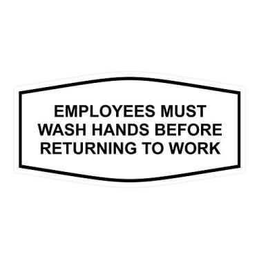 Imagem de Letreiro Esportivo Essencial de Lavar as Mãos Antes de Voltar ao Trabalho, Branco, 7" x 3.5" - Medium