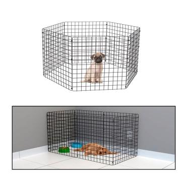 Imagem de Cercado Móvel Cachorro Pequeno Porte Gato Porquinho da Índia Cercadinho Pet 6 Telas 60cm Altura Preto