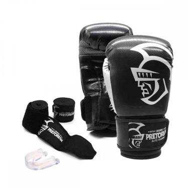 Imagem de Kit Luva Elite Boxe Muay Thai + Bandagem + Bucal - Pretorian