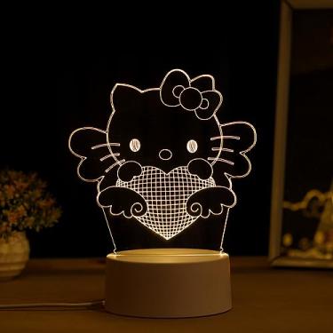 Imagem de PopLumos - Luminária led 3d, abajur de mesa, hello kitty coração