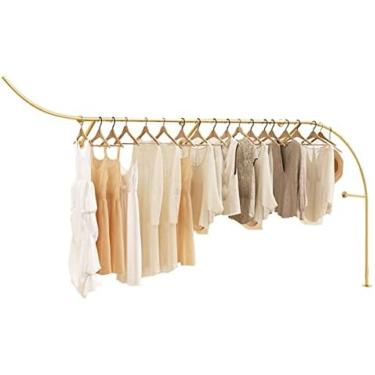 Imagem de Prateleiras De Exibição De Roupas De Varejo Para Lojas Boutique Prateleiras De Roupas De Haste De Armário De Ouro, Prateleiras De Exibição De Prateleiras De Roupas Montadas Na Parede De Tubo Indus