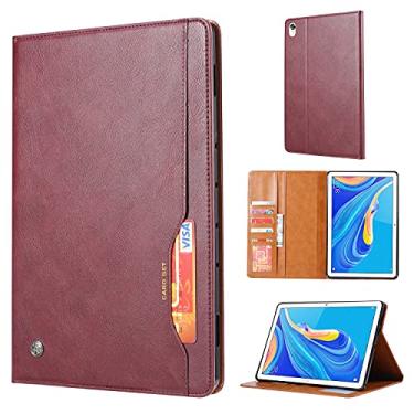 Imagem de Capa para tablet Caixa da tabuleta para Huawei MediaPad M6 8.4 "(2019), com o cartão do slot do cartão Pu Fecho magnético de couro flip suporte de suporte de suporte de suporte Estojo Protetor Complet