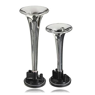 Imagem de Buzina de ar super alta quente 12V 300db 100W buzina de ar de plástico alto-falante sirene para carro veículo caminhão buzina de alarme com microfone alto-falante alto sirene 5 sons kit de buzinas de trem (cor: 2 peças)