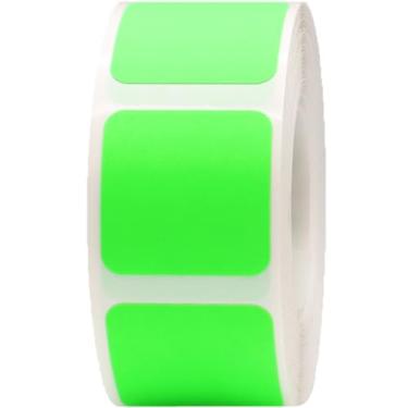 Imagem de Adesivos quadrados, 2,5 cm em tamanho, 500 etiquetas em um rolo, Fluorescent Green, 1" Square