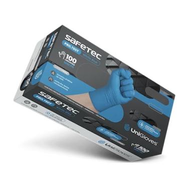 Imagem de UNIGLOVES Luva Nitrílica Azul Para Proteção Química Safetec (Sem Pó) Unigloves® - P - 100 Unidades