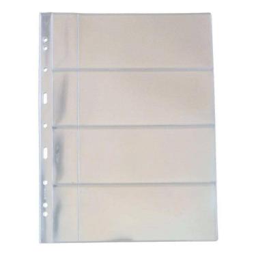 Imagem de Kit 10 Folhas Plastico Cédula Acetato 4 Divisões Com Bolso