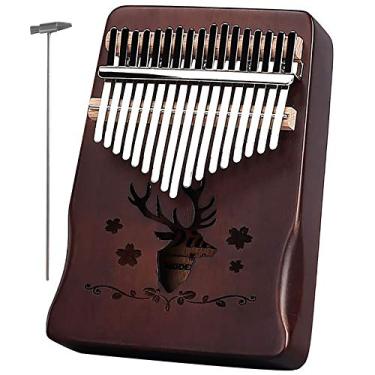 Imagem de Piano de dedo Kalimba de 17 teclas, piano de polegar de marimba, piano de dedo de bolso, instrumento musical com martelo de afinação instrumento musical de oração em casa, (18 cm x 13 cm) xunlufugu