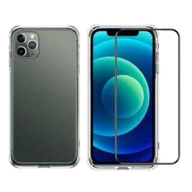 Imagem de Kit Capa Capinha Anti Impacto e Película De Vidro Compatível iPhone 11 12 13 Pro 14 (iPhone 12 Pro)