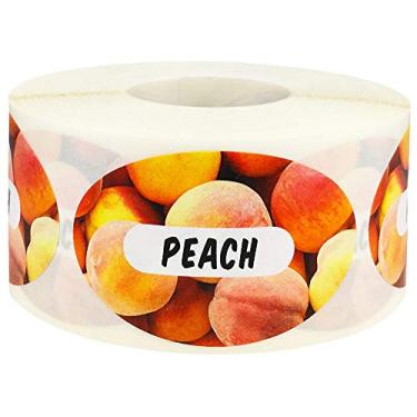 Imagem de Etiquetas para alimentos Peach Grocery Store 3,25 x 5 cm, formato oval, total de 500 adesivos