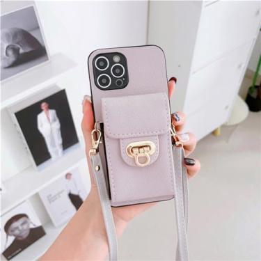 Imagem de Para Samsung S23 Ultra S22 S21 FE S20 Note 20 10 Lite A54 14 24 34 32 52 51 71 Caso Slot para cartão Crossbody Carteira Capa de telefone, cinza, para Samsung S22 Plus