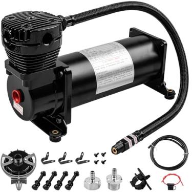 Imagem de Compressor de buzina de ar resistente de 200 PSI, compressor de buzina de trem/ar NPT 3/8, com acessórios de substituição NPT de 1/4 para trem/caminhão/carro de 12 V, compressor de buzina de suspensão