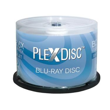Imagem de PlexDisc 633-214 25 GB 6X Blu-ray branco Inkjet imprimível camada única gravável BD-R, caixa de bolo 50 unidades