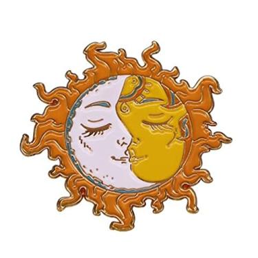 Imagem de Broche de esmalte de sol Yin Yang sol lua dia noite broche de sol broche de alfinete colar crachá desenho animado vida diária decoração broche broche de esmalte