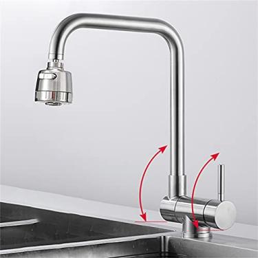 Imagem de Torneira de cozinha com janela interna giratória de 360° para pia de cozinha com janela giratória de 90° com abertura de janela giratória dobrável com alavanca única de latão sólido, 2 modos de pulverização, torneira de cozinha e banheiro com água quente (B)
