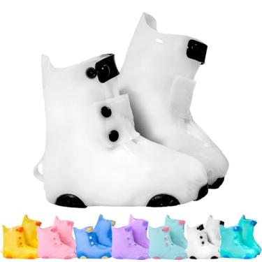 Imagem de Capas para sapatos de chuva | Capas de sapato impermeáveis para crianças, meninos e meninas | galochas reutilizáveis (branco/preto, GG)