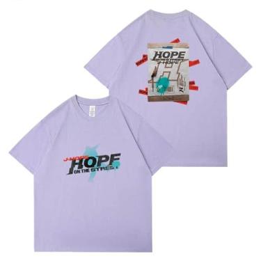 Imagem de Camiseta Hope On The Street Album Merchandise for Fans Star Style J-Hope Camiseta estampada algodão gola redonda manga curta, Roxo claro, M