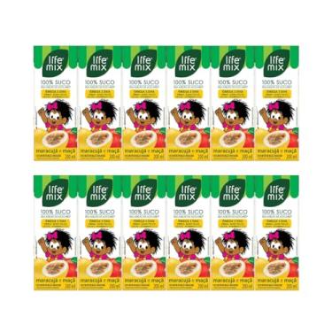 Imagem de Kit com 12 Sucos de Maracujá e Maçã 100% Suco sem Adição de Açúcares de 200mL cada - Life Mix