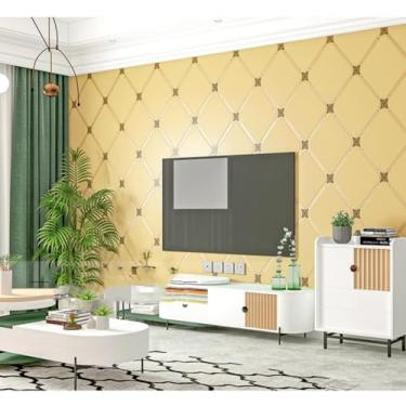 Imagem de Mwpqbd high grade deer velvet 3D papel de parede moderno nordic linhas geométricas minimalista sala de estar tv fundo não tecido papel de parede(amarelo quente 98503)