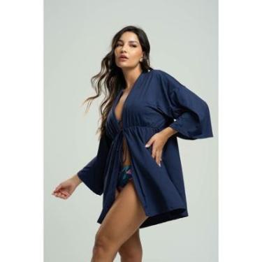 Imagem de Saída de Praia Kimono Manga Longa Feminino Proteção Solar Uv 50+ Moda Praia-Feminino