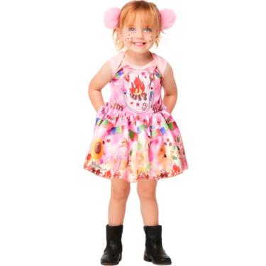 Imagem de Vestido Bebe de Festa Junina Rosa Roupa Fantasia Rosinha Baby Caipirinha 3 a 18 meses (BR, Alfa, M, Rosa)