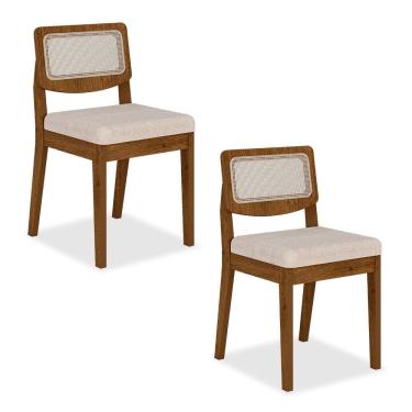 Imagem de Kit 2 Cadeiras Sextavada Bari Freijó/bouclé Off White - M. Arapongas