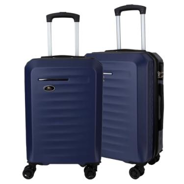 Imagem de Malas de Viagem Kit de Bordo Expansível Fibra rígida ABS com Rodas duplas de engate removíveis que giram 360º e cadeado acoplado (Azul)