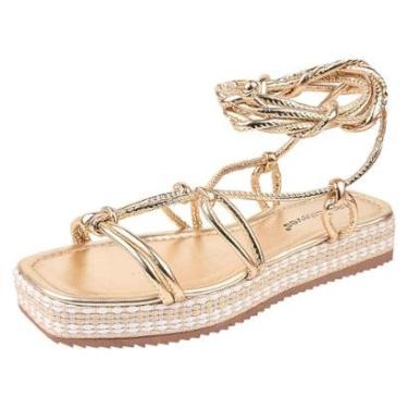 Imagem de Sandália Feminina Papete de Amarrar Flatform Moda Blogueira-Feminino