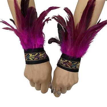 Imagem de Pulseiras de penas, 1 par de algemas de pulso de penas, pulseiras de tapa de penas, decoração de pulseira, fantasia, festa à fantasia/424