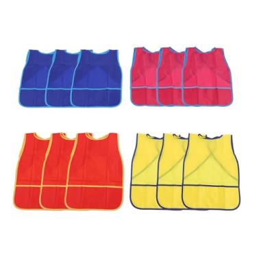 Imagem de 12 Pacotes de Aventais de Arte para Crianças, Avental de Pintura Sem Mangas Com Bolsos, Avental de Pintura para Crianças para Atividades de Artes e Ofícios de Pintura