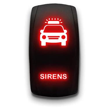 Imagem de Sirenes - Vermelho - Interruptor de alavanca gravado a laser 20A 12V - Interruptor basculante vertical 5 pinos DPST