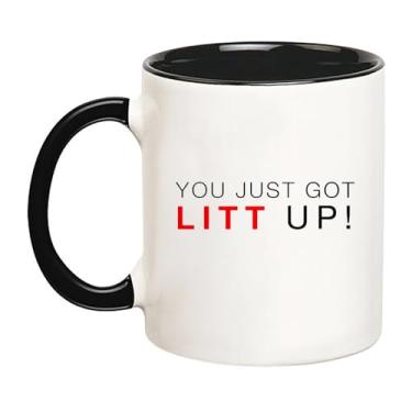 Imagem de YOLANDEEUROKOK Caneca You Just Got Litt Up, Suits Coffee MUG, Louis Litt, Harvey Specter, Iconic TV Quotes, 325 ml Novidade Caneca/Xícara de Café, Preta